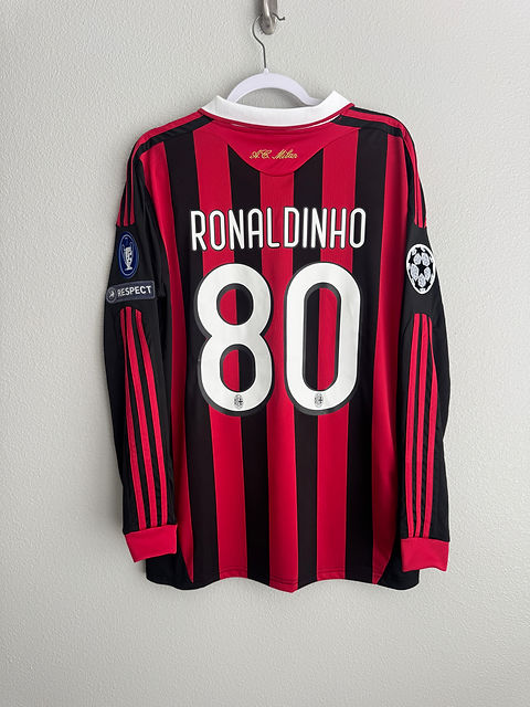 AC Milan 2009/2010 Ronaldinho UCL long sleeve home jersey | Top