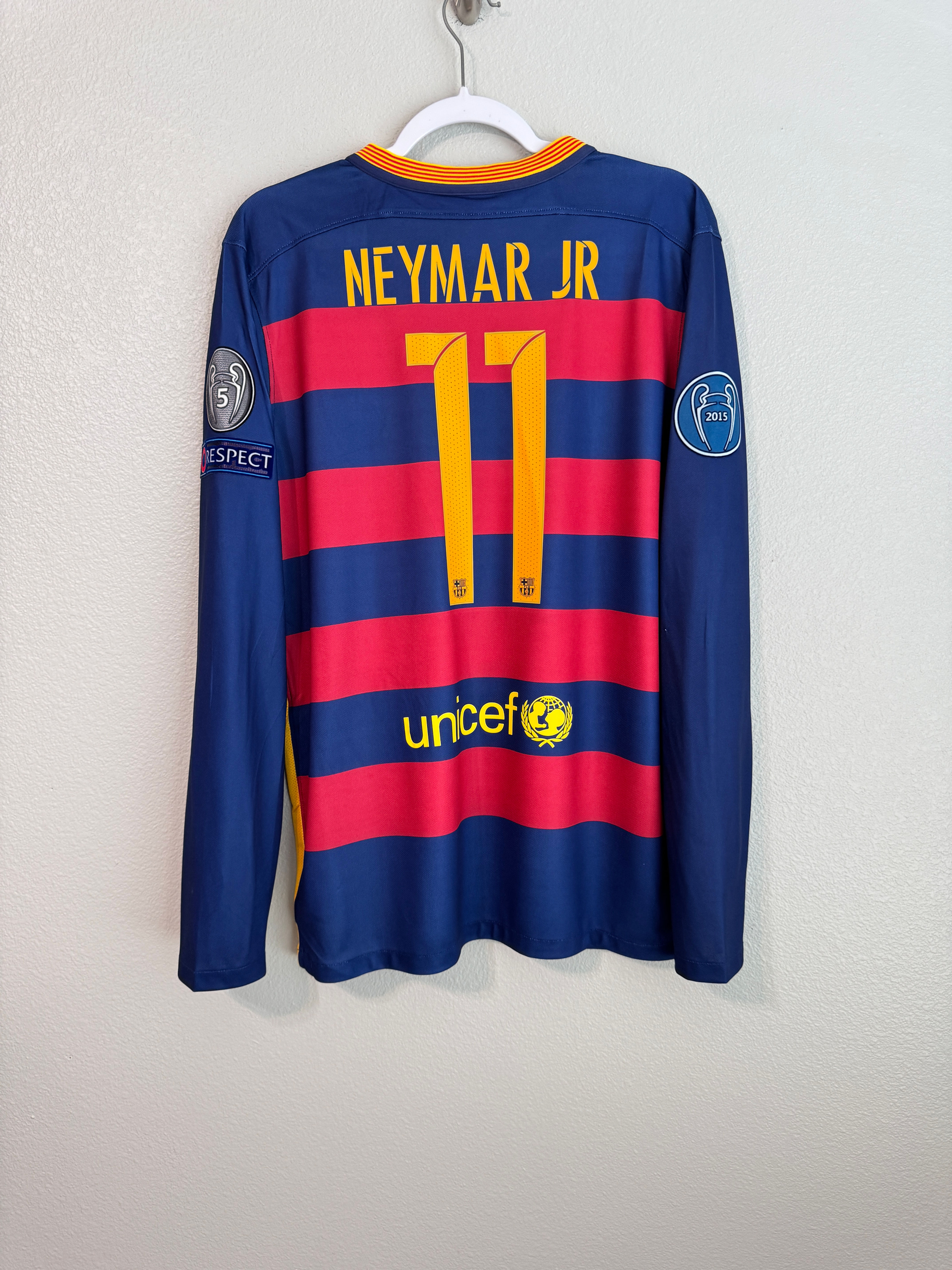 Barcelona 2015/2016 Neymar Jr UCL home jersey