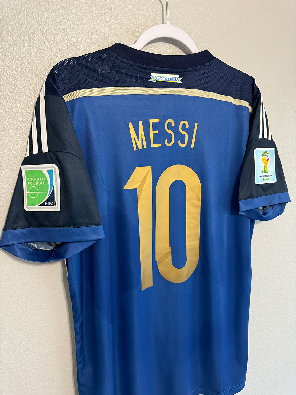 Thumbnail: Argentina 2014 Messi World Cup away jersey