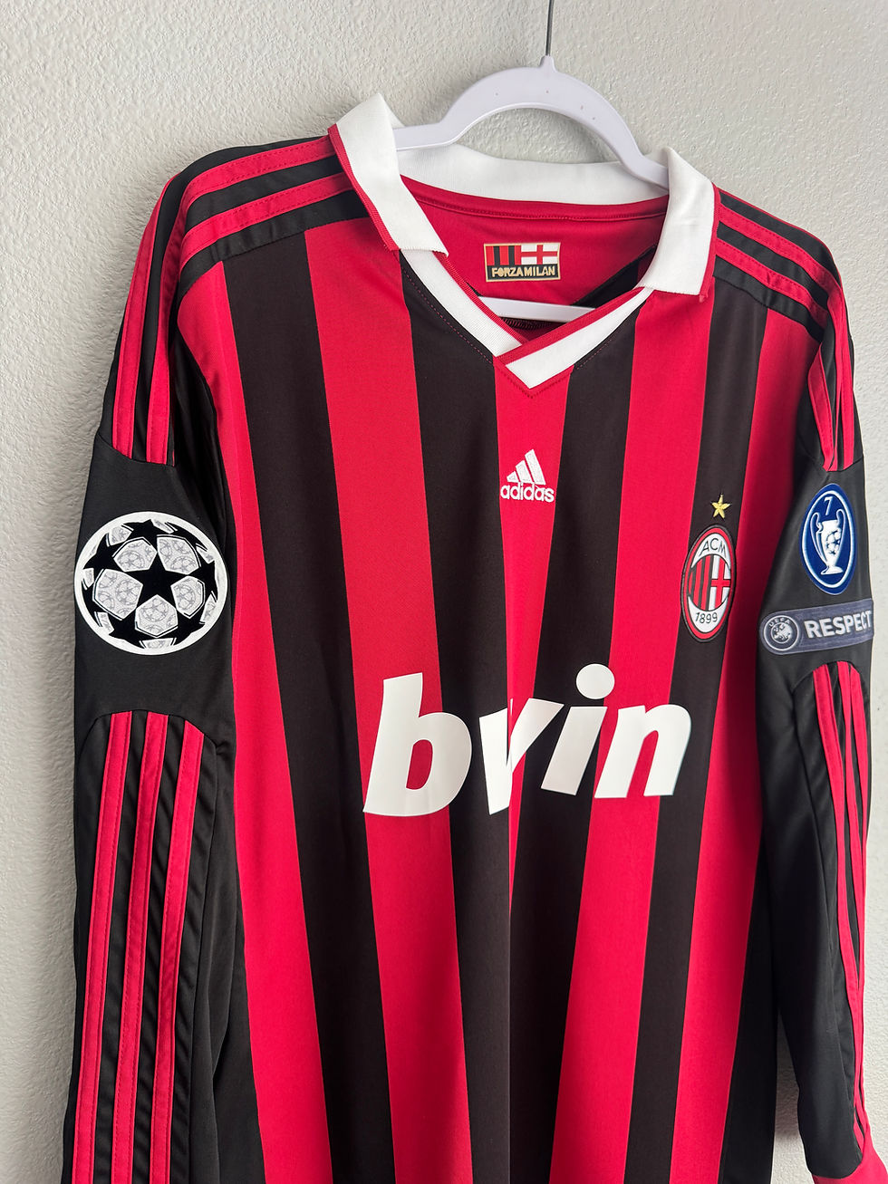 Thumbnail: AC Milan 2009/2010 Ronaldinho UCL long sleeve home jersey