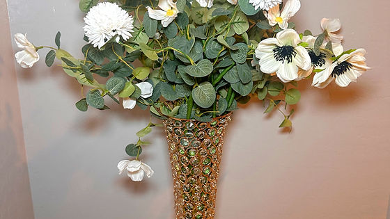 Eucalyptus White Florals- 18.5” Crystal Vase-Set of 2
