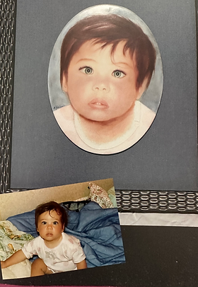 portrait d'enfant -peint à la main sur plaque de porcelaine - réalisation d'apres photo