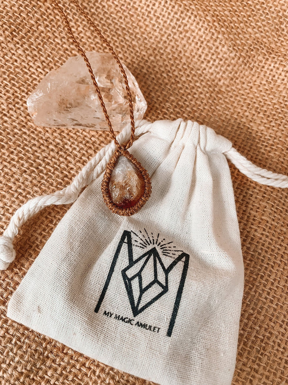 Thumbnail: Raw Citrine Necklace Macrame