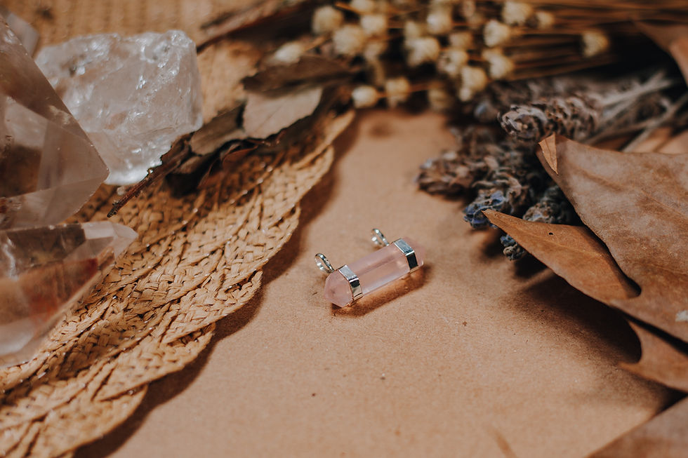Thumbnail: Rose Quartz Double Point Silver Pendant