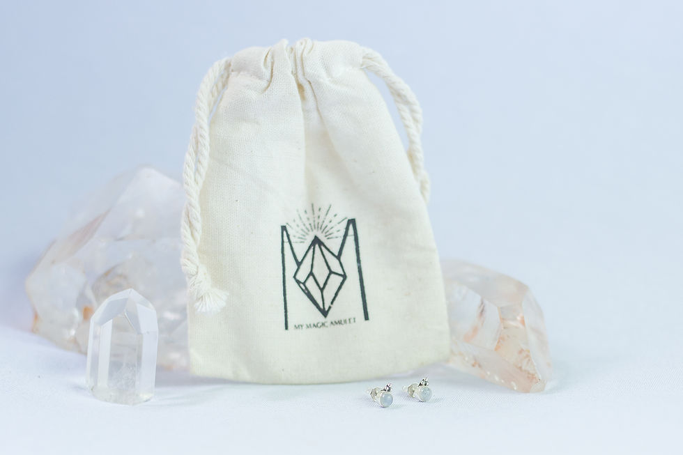 Thumbnail: Moonstone Dainty Silver Stud Earrings