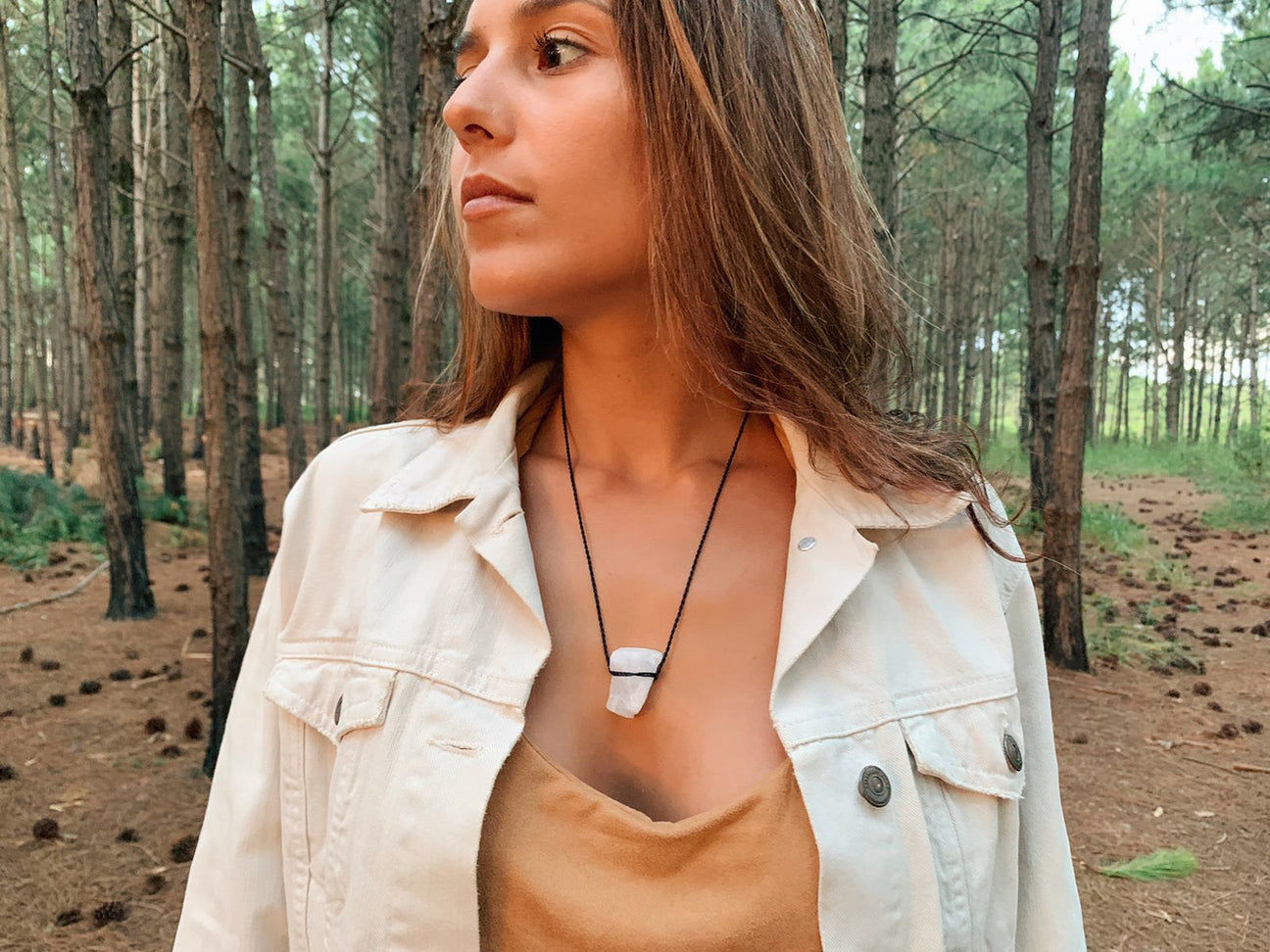 White Quartz Macrame Necklace