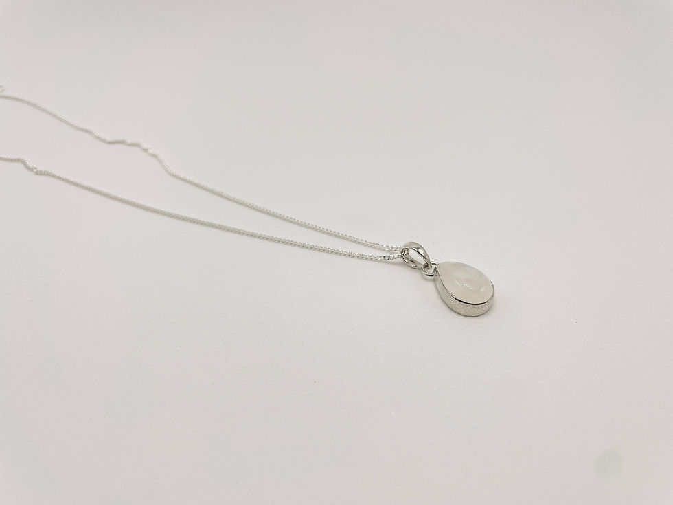 Thumbnail: Moonstone Teardrop Silver Necklace
