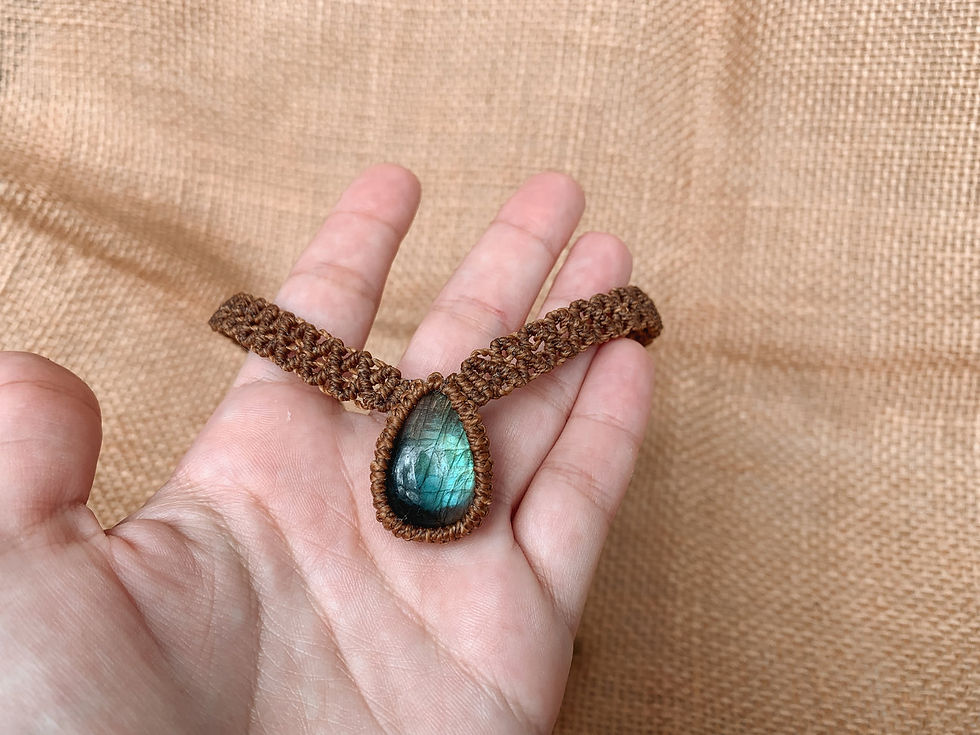 Thumbnail: Labradorite Teardrop Choker Macrame