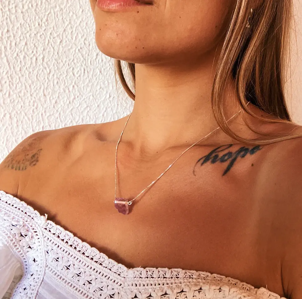 Thumbnail: Raw Amethyst Silver Necklace