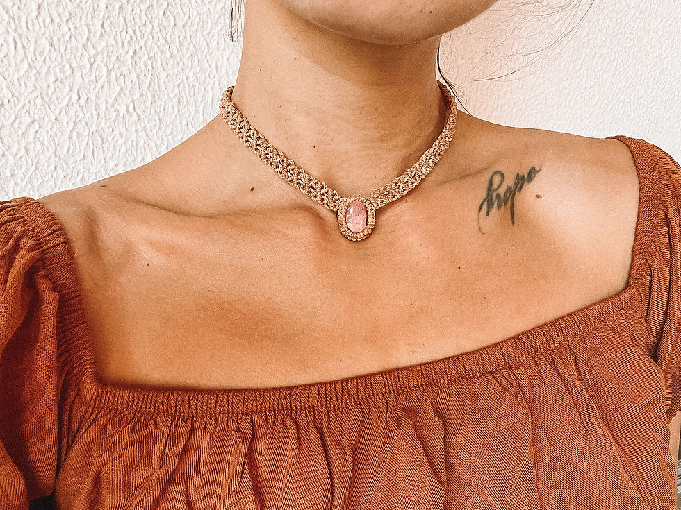 Thumbnail: Rhodochrosite Choker Macrame