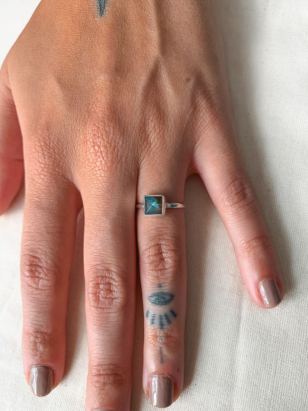 Thumbnail: Labradorite Dainty Silver Ring