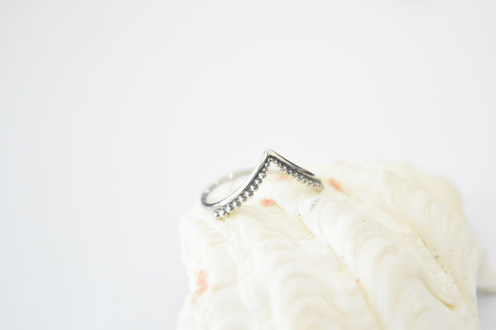 Thumbnail: Beaded Chevron Boho Silver Ring