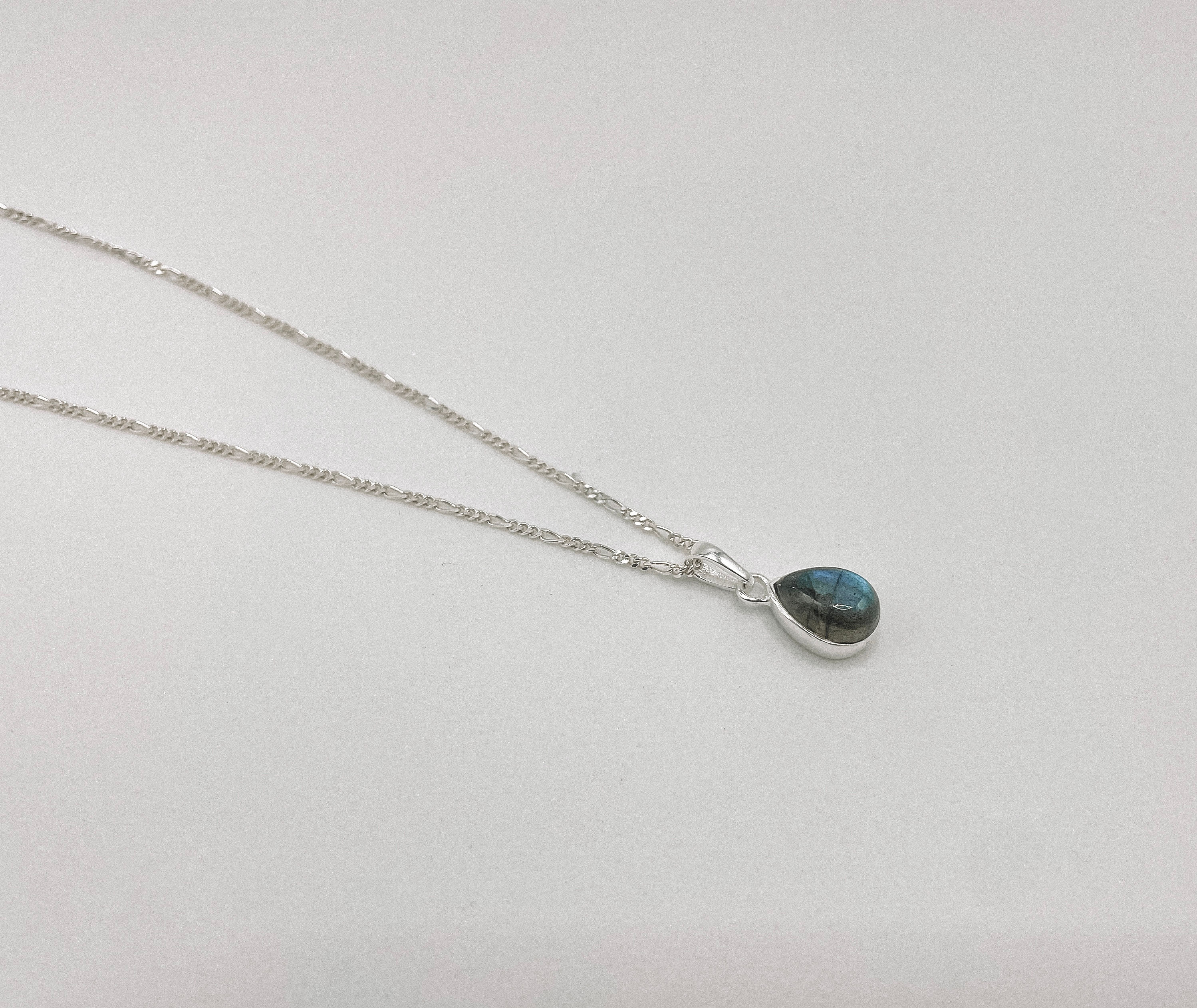 Colar Labradorita Gota Prata 925