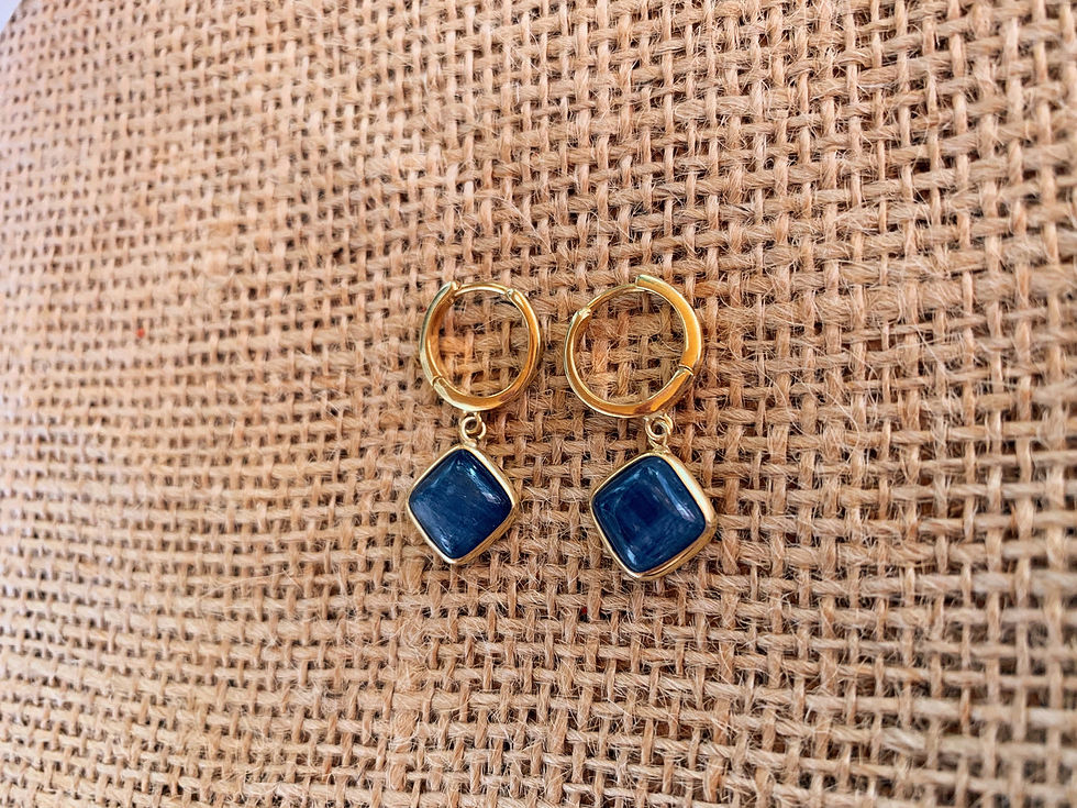 Thumbnail: Blue Kyanite Gold Hoop Earrings