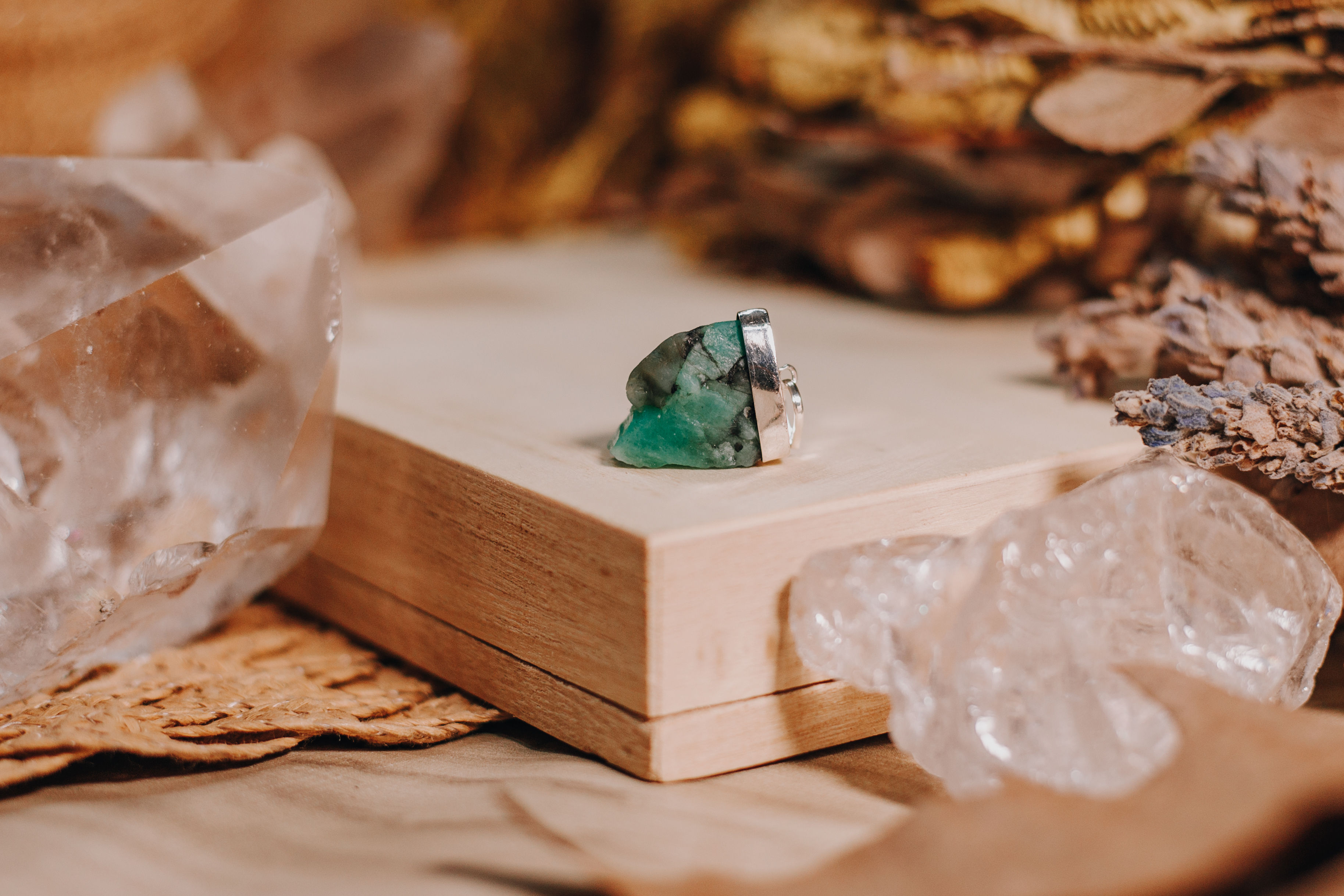 Pingente Esmeralda Bruto Prata 925