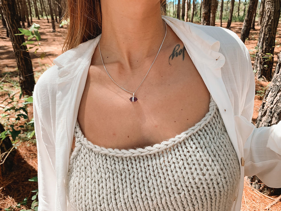 Thumbnail: Amethyst Horizontal Silver Necklace
