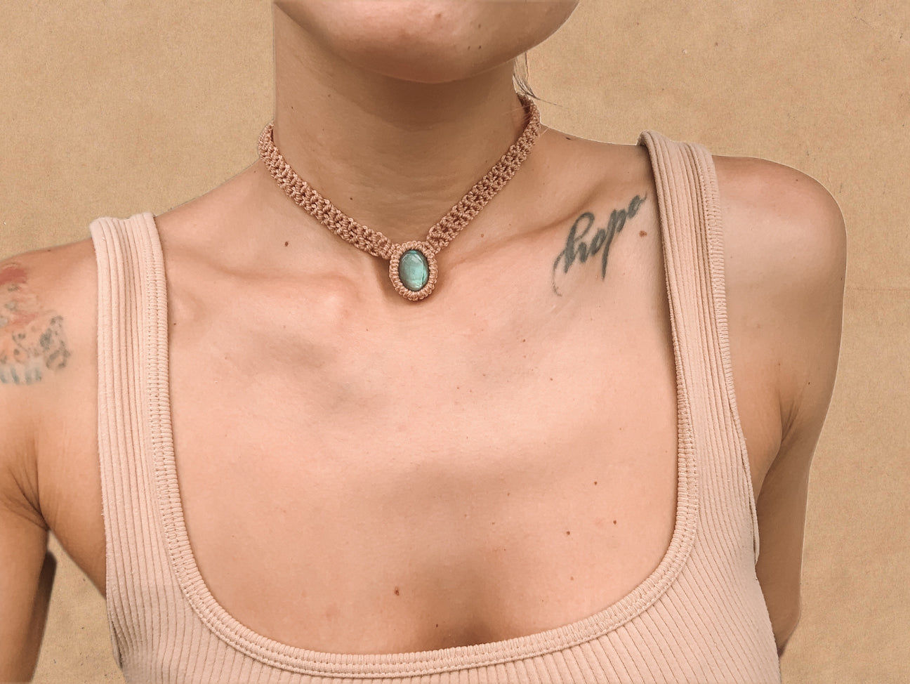 Labradorite Choker Macrame