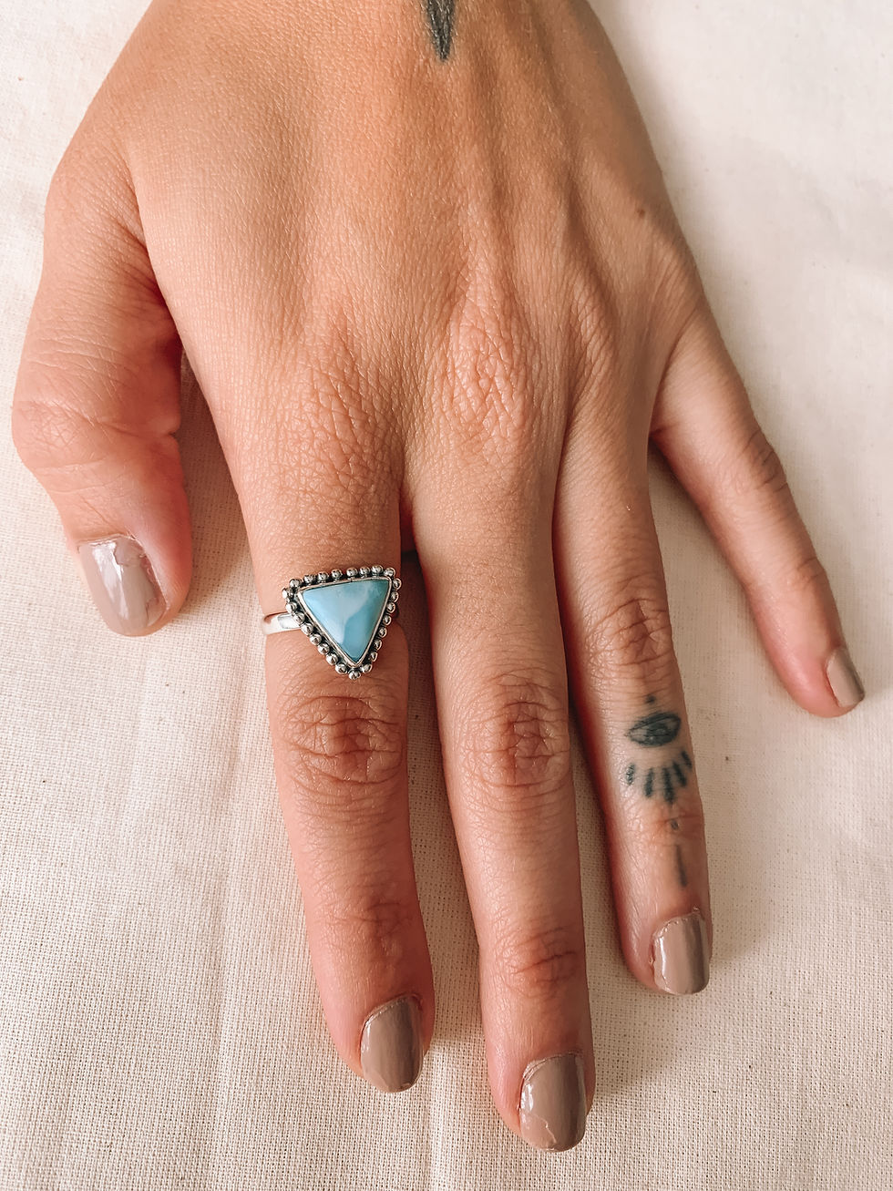 Thumbnail: Larimar Triangle Silver Ring