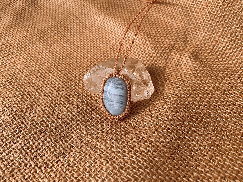 Thumbnail: Blue Lace Agate Macrame Necklace