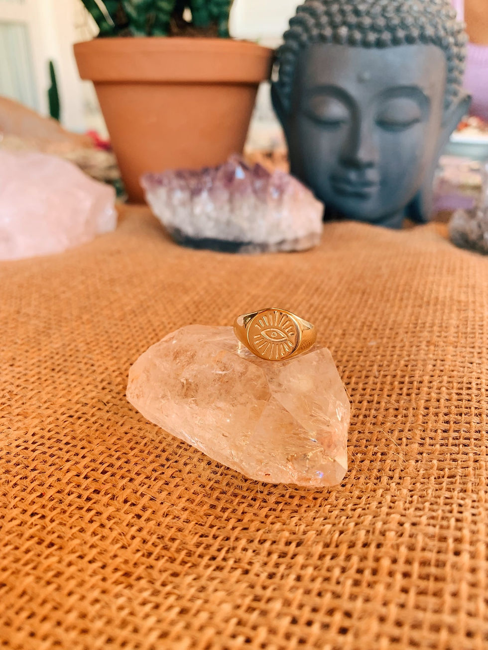 Thumbnail: Evil Eye Gold Signet Ring