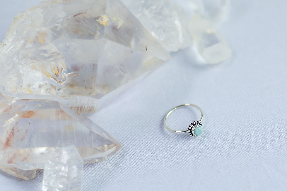 Thumbnail: Larimar Crystal Silver Dainty Ring