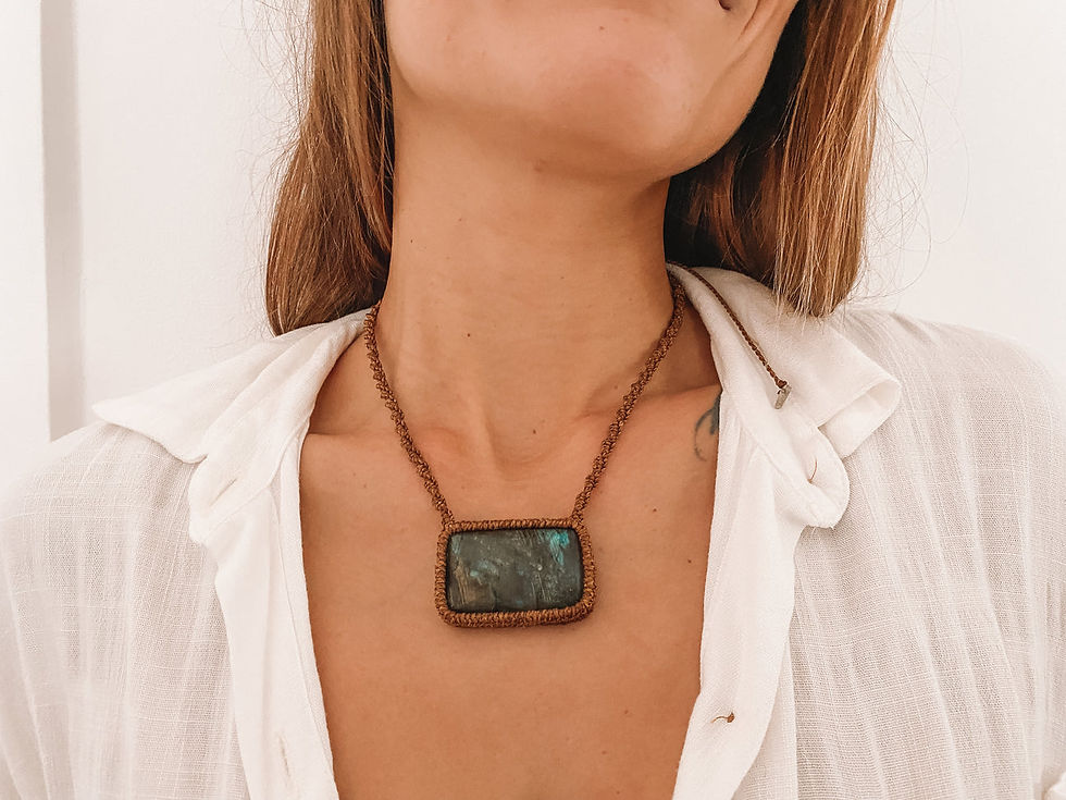 Labradorite Necklace Macrame