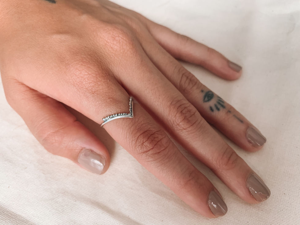 Thumbnail: Beaded Chevron Boho Silver Ring