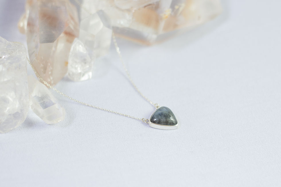Thumbnail: Labradorite Triangle Silver Necklace