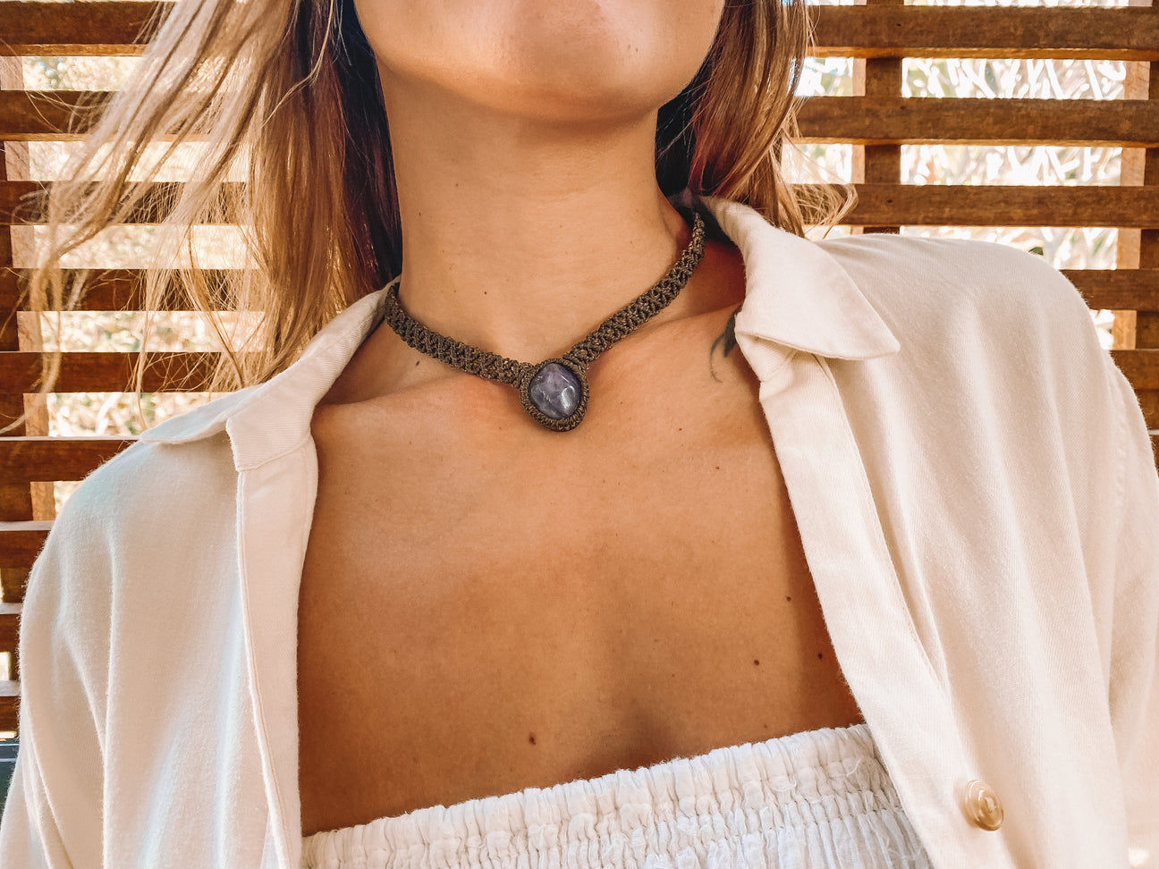 Amethyst Choker Macrame