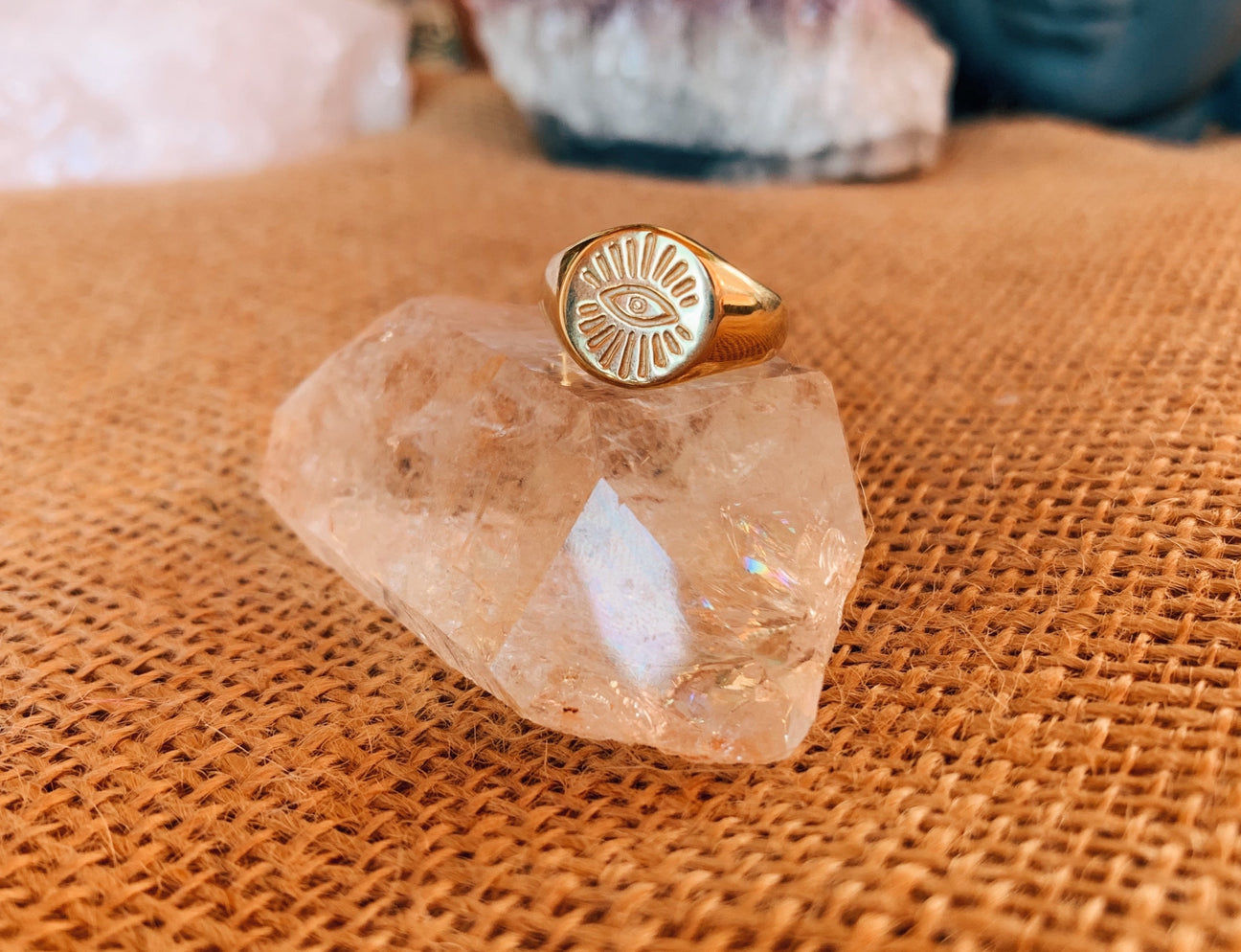 Evil Eye Gold Signet Ring