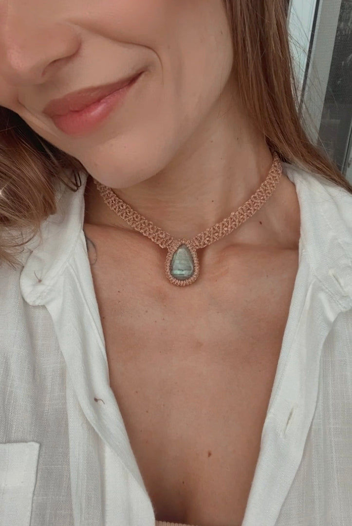 Thumbnail: Labradorite Teardrop Choker Macrame