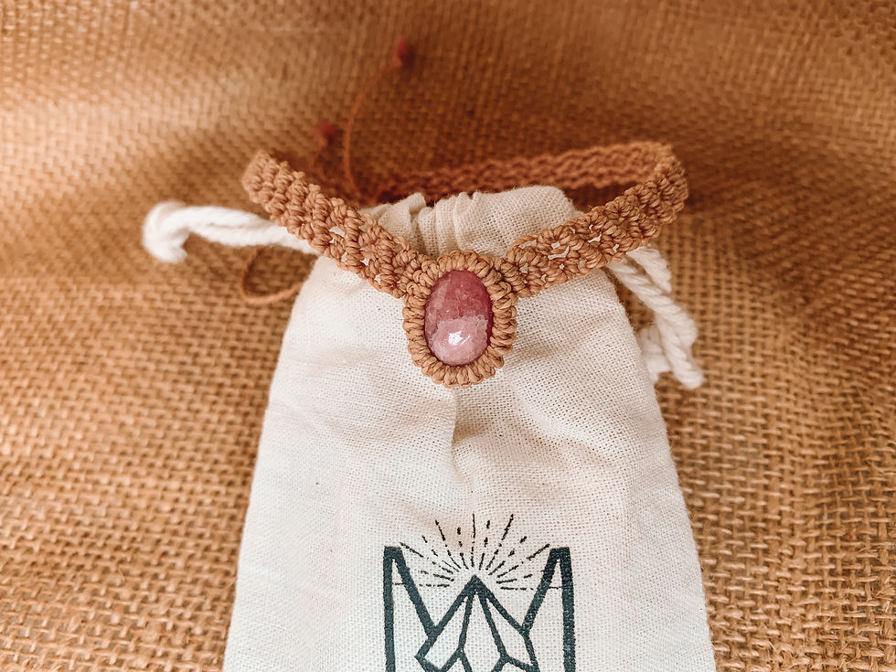 Thumbnail: Rhodochrosite Choker Macrame