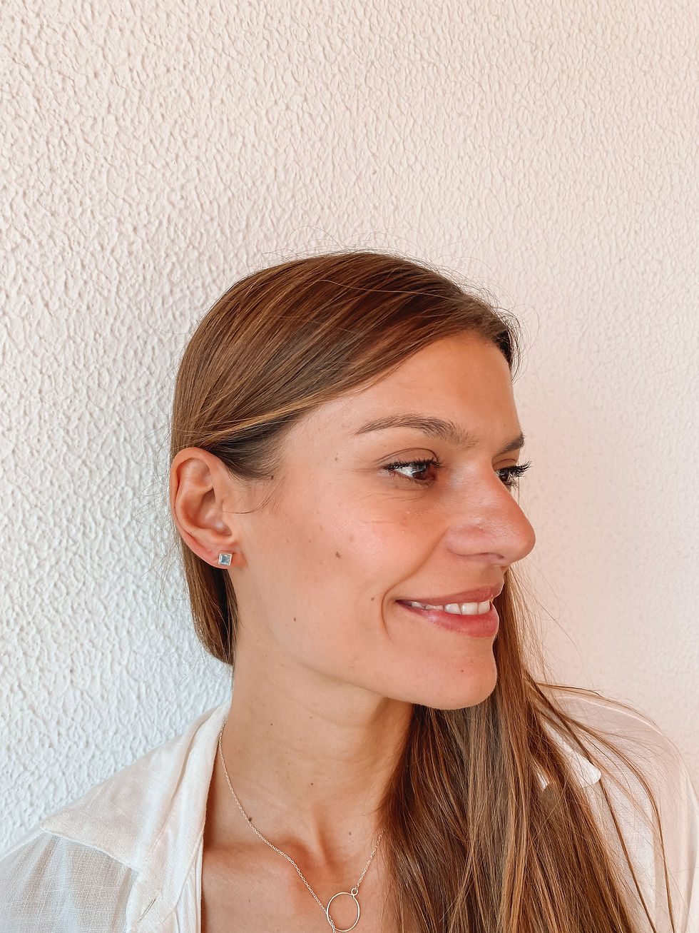 Thumbnail: Moonstone Square Stud Silver Earrings