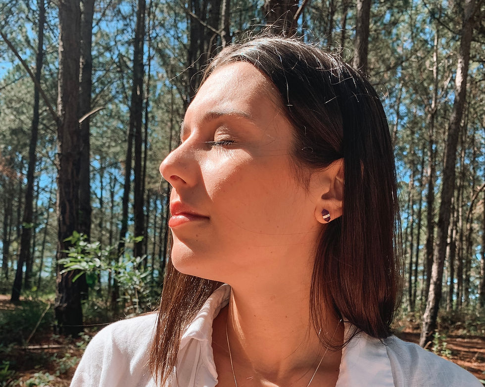 Thumbnail: Amethyst Point Stud Silver Earrings