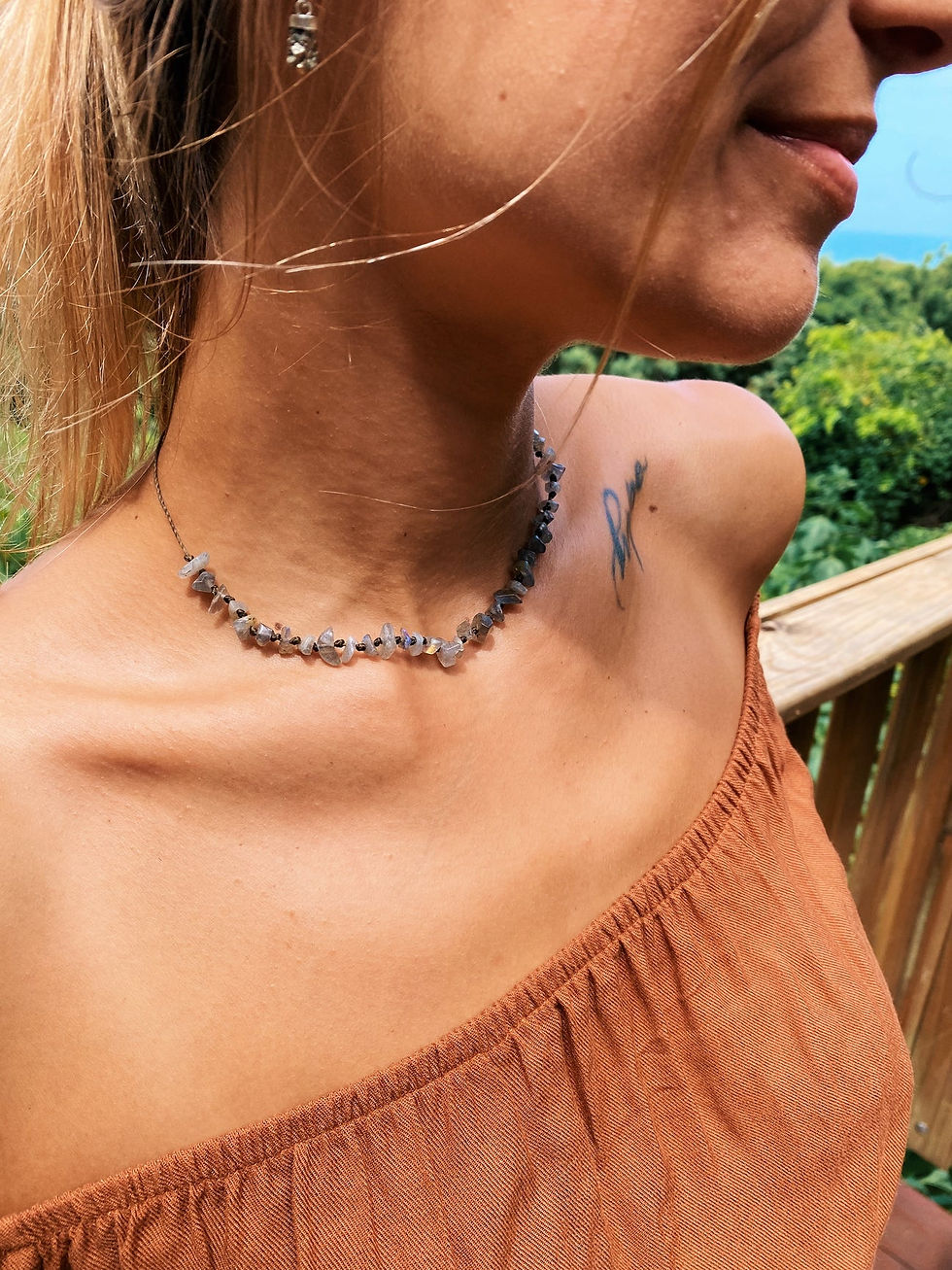 Thumbnail: Labradorite Macrame Choker & Bracelet