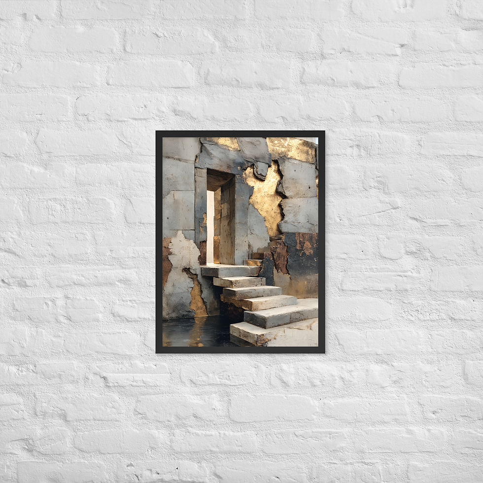 Thumbnail: The Door John 10:9 open door salvation Christian wall art framed poster symbolic prophetic art print with steps leading into
