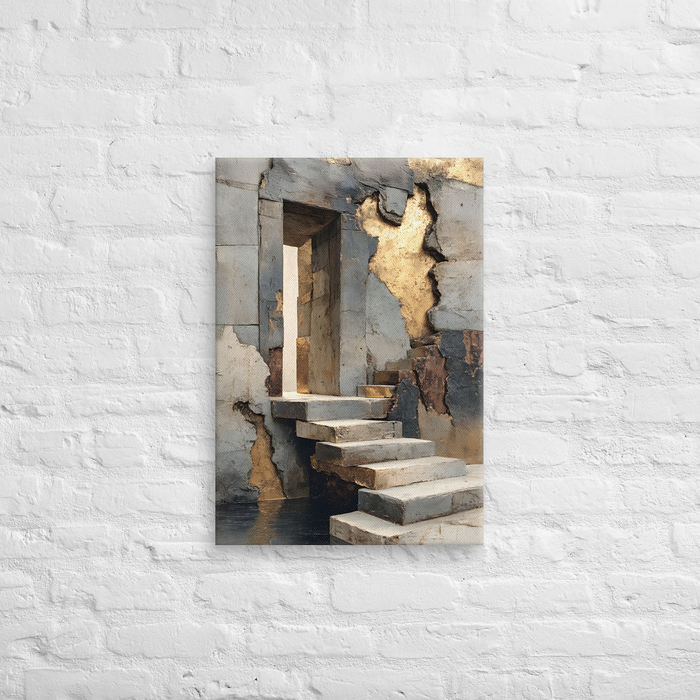 Thumbnail: The Door John 10:9 canvas Christian wall art “I am the door” scripture print showing staircase steps to an open doorway crack