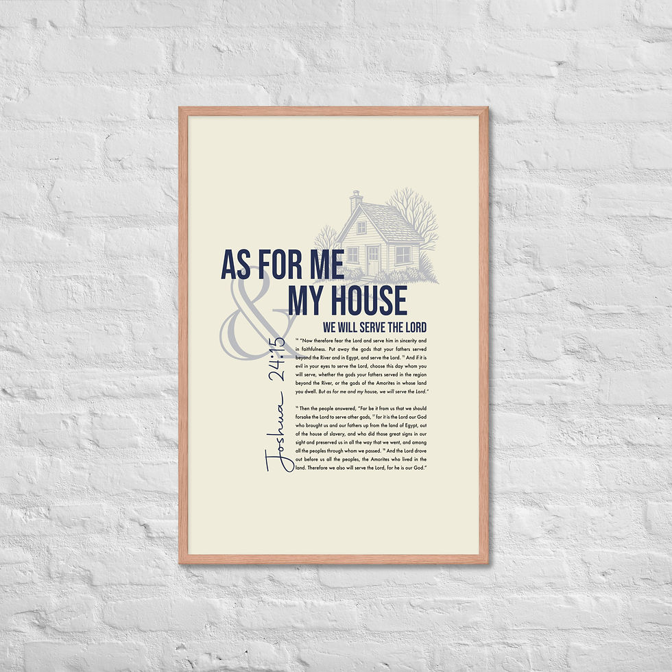Thumbnail: As For Me and My House Joshua 24:15 black framed poster affordable Christian family wall art modern typography serve the Lord