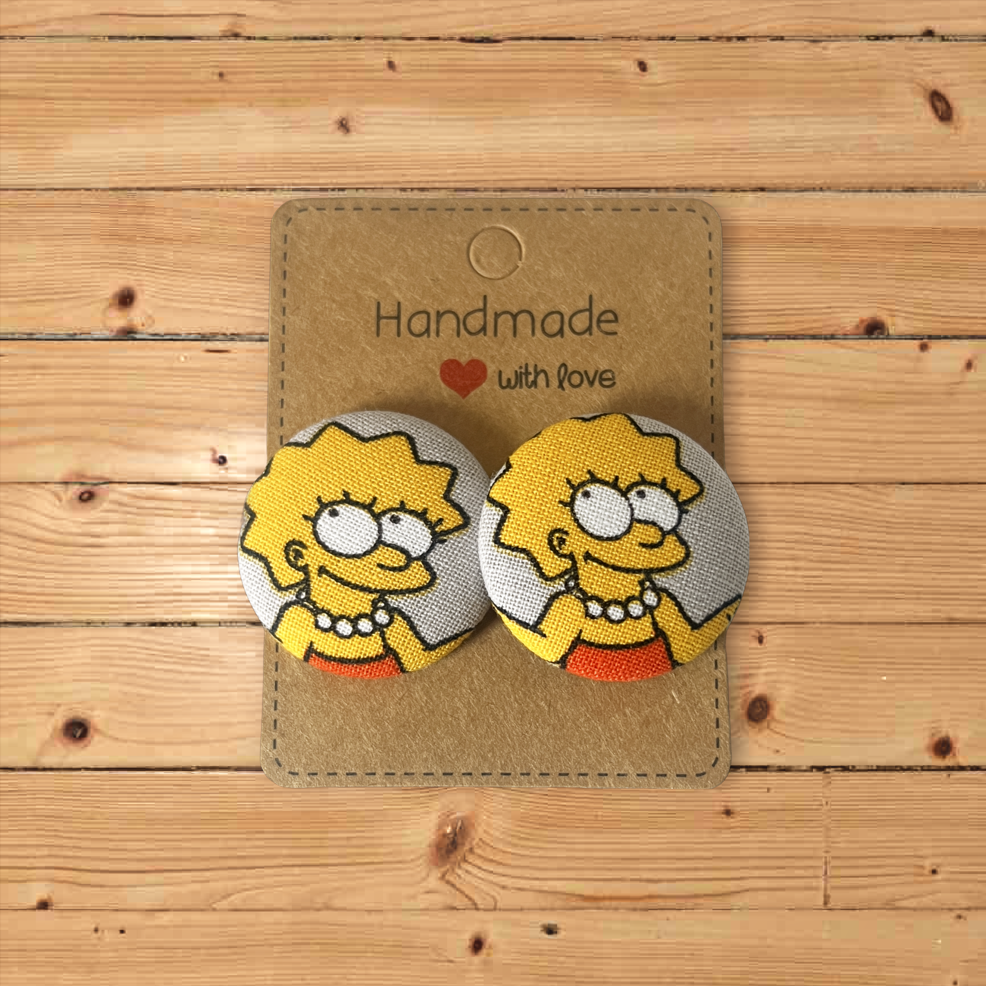 Lisa Simpson Fabric Button Earrings
