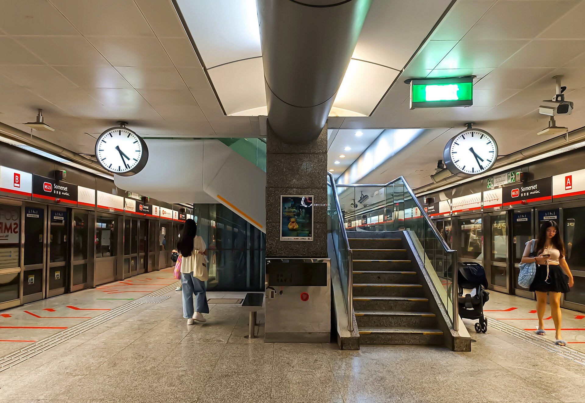 Platform level at Somerset MRT station in Singapore