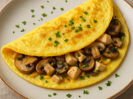 Chicken, Mushroom & Cheese Omelet (Hearty, Protein-Packed Breakfast)