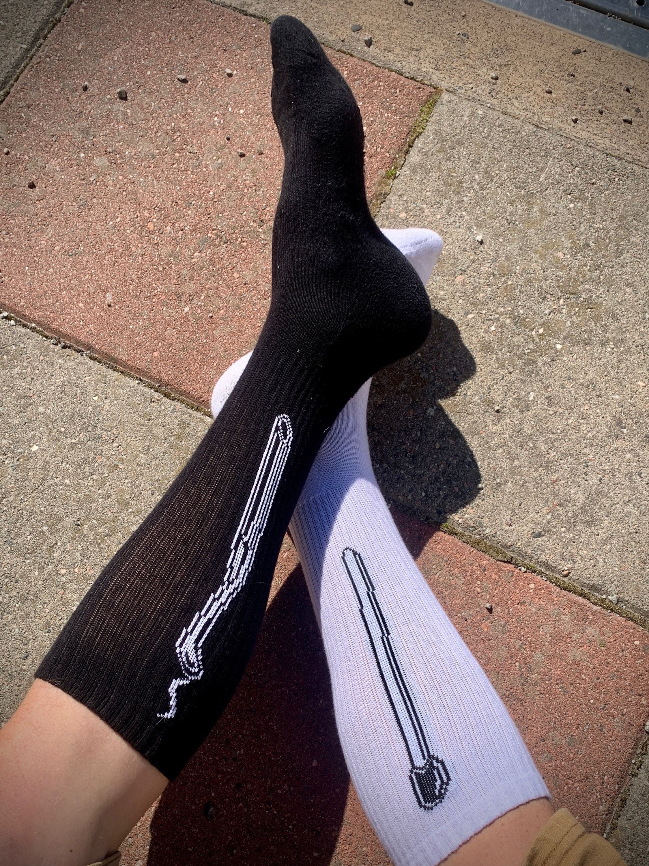 matchstick match socks burnt white black finland vato loco calf sock