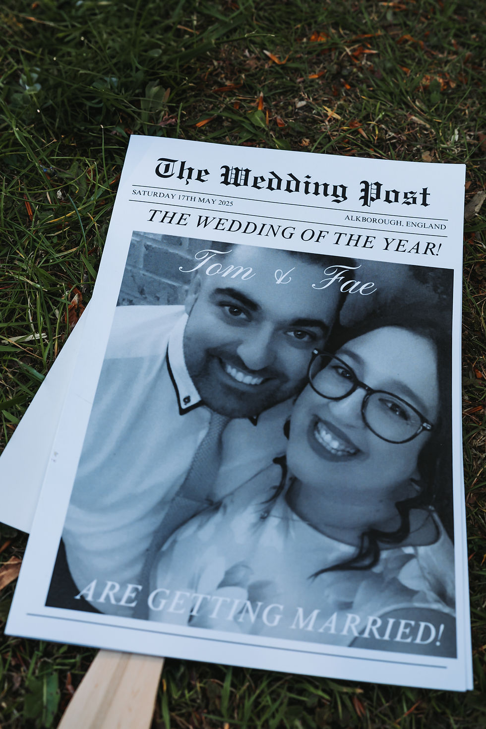 Wedding item looking to resemble a magazine/newspaper