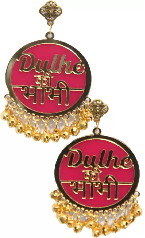 Dulhe Ke Bhabhi-pink Acrylic Jhumki Earring, Stud Earring,Earrings Set