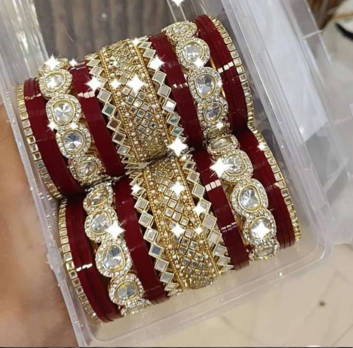 Bridal Bangle Set Red Designer Chura Punjabi Choora Jewellery Chuda For Women
