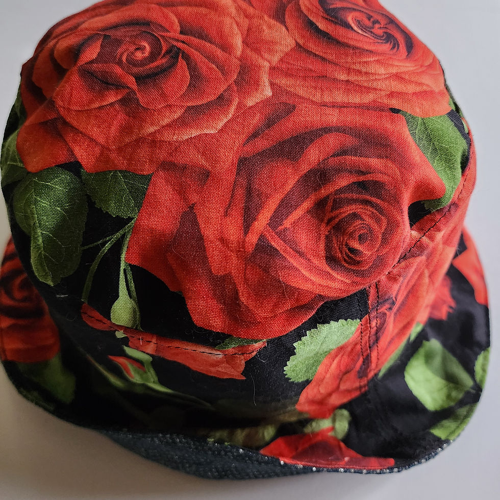 Thumbnail: Big Roses Sparkle Denim Bucket Hat