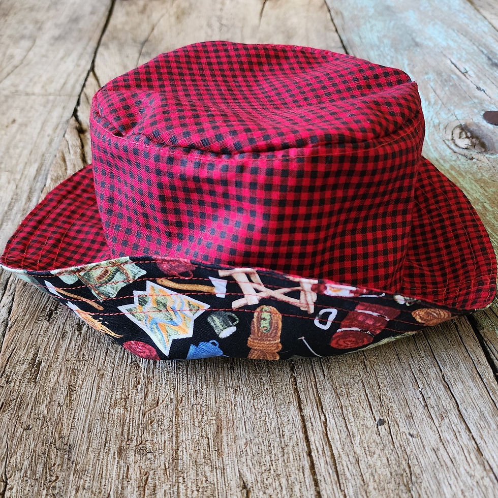 Thumbnail: Camping Theme and Red Buffalo Plaid Bucket Hat