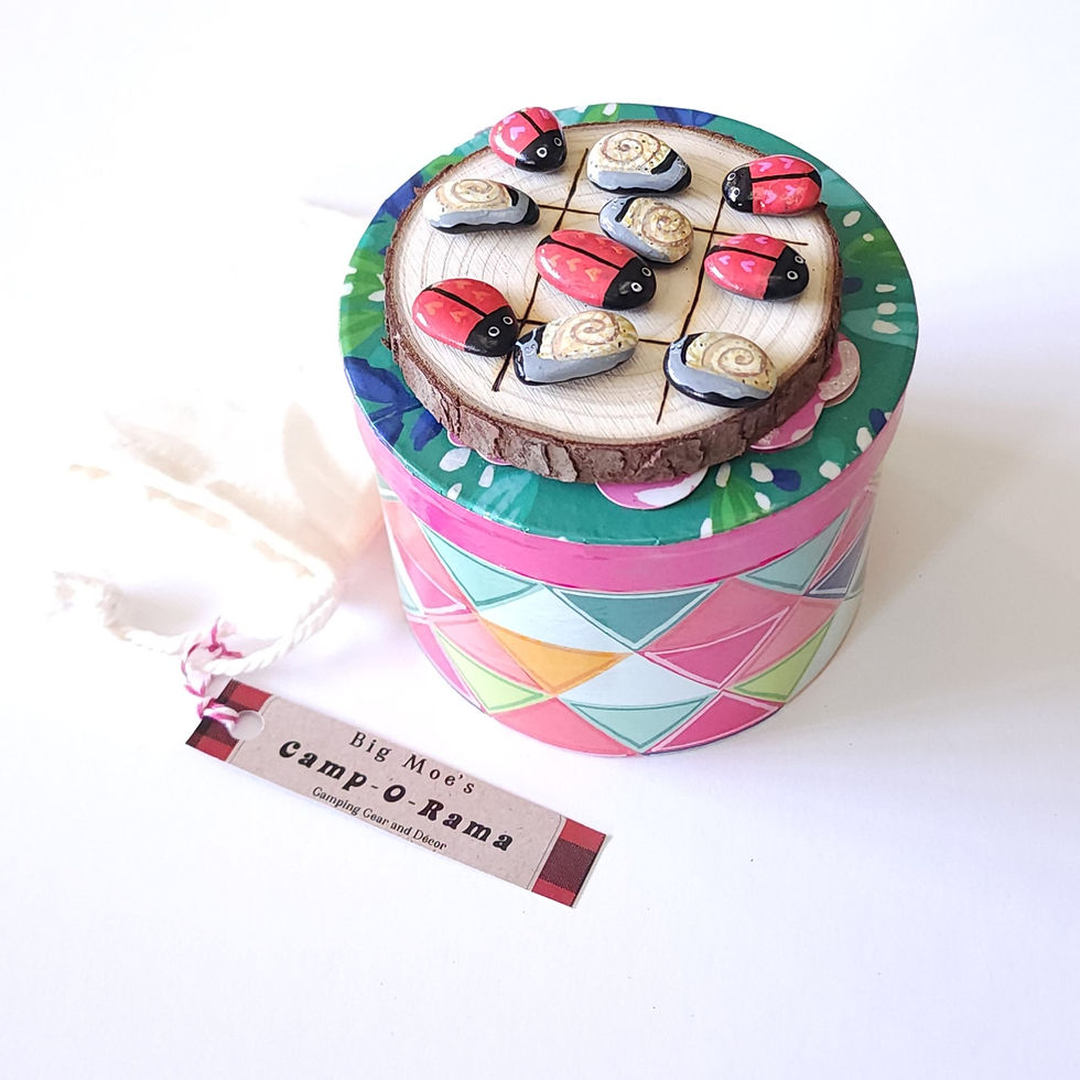 Thumbnail: Ladybugs Snails Painted Stones Tic-Tac-Toe Game