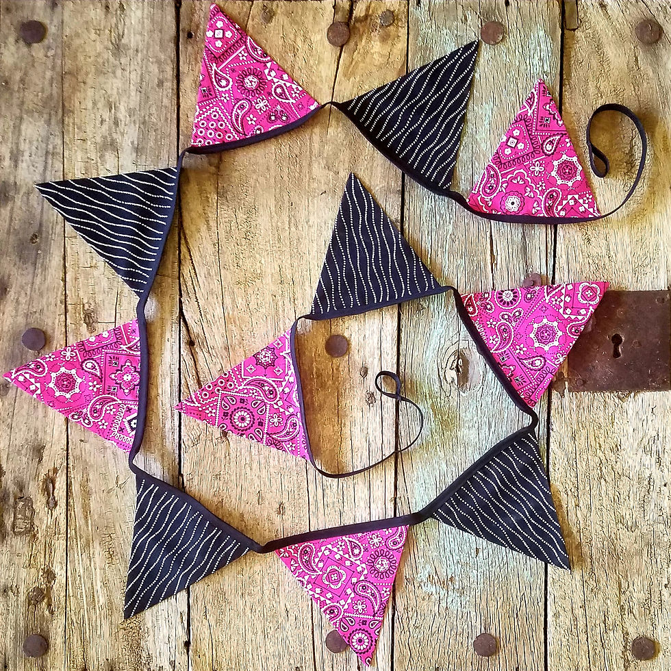 Thumbnail: Pink Bandana Black White Dots Bunting