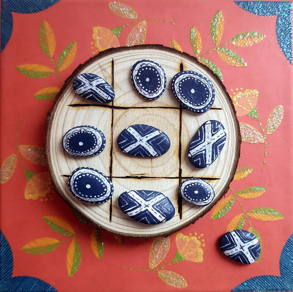 Thumbnail: Rustic X's & O's Tic-Tac-Toe Painted Rocks Game